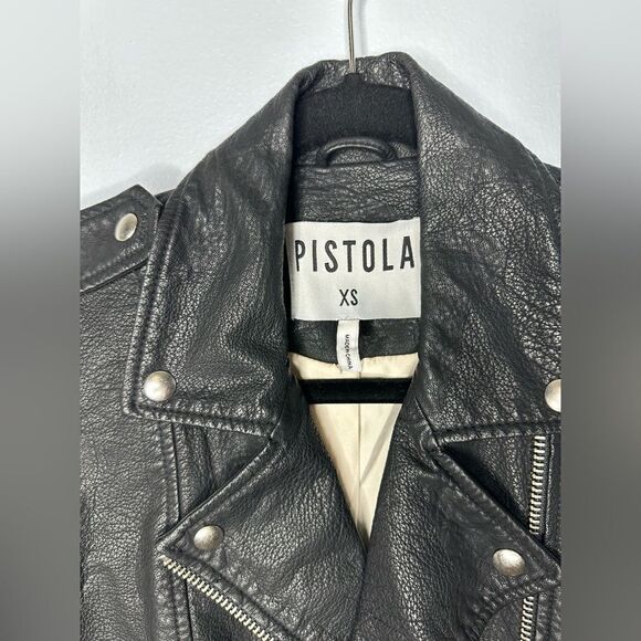 Pistola Anita Faux Leather Moto Jacket with Sherpa Sleeve size XS - Picture 8 of 9